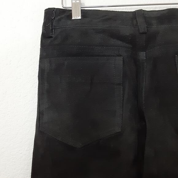 Vintage 90s 100% Leather Black Suede Wide Leg Bootcut Pant Juniors 7/8 Horseback - Picture 4 of 13